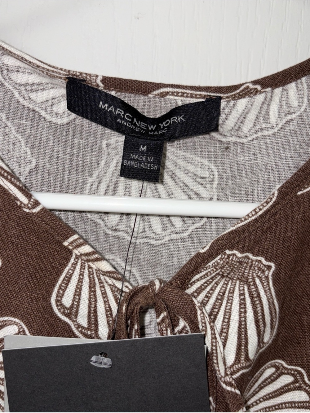 Brown Shell-Print Tie-Front Blouse - Picture 3 of 5